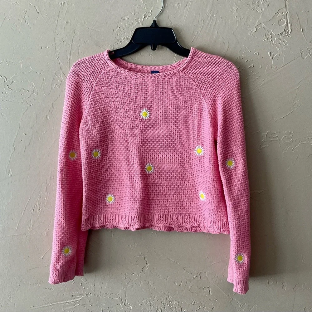 Old Navy Pink Kids Sweater with Daisy Embroidery